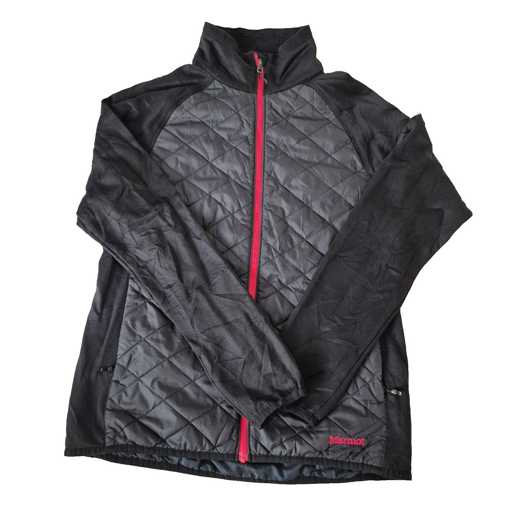 Marmot Quilted Jacket Womens Med Black  Full Zip Insulated Outdoor Hiking Logo